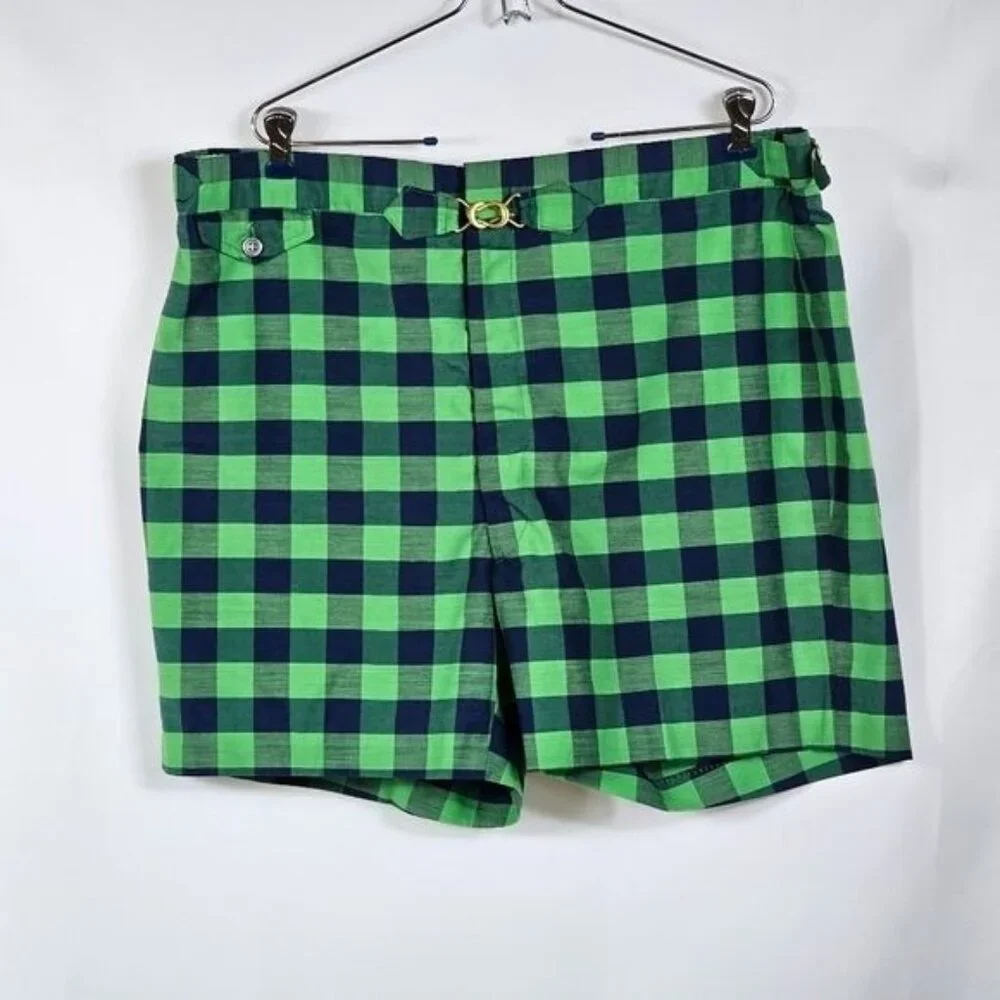 Vintage Chipp New Haven Green Navy Buffalo Check Shorts 38‎ Ivy Prep Yacht Club